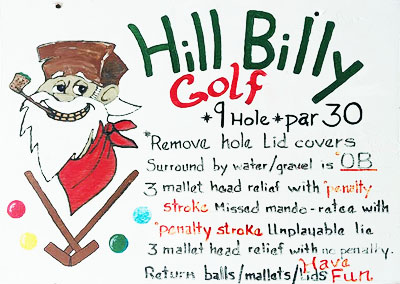 Hill Billy Golf rules sign