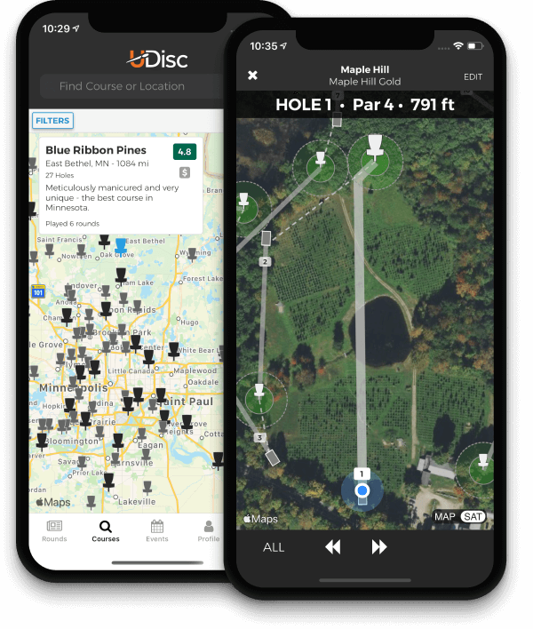 UDISC phone app info example