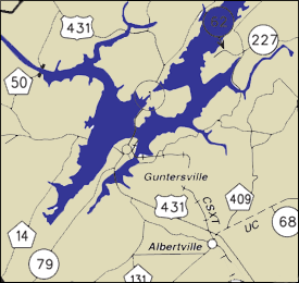 Area map of Lake Guntersville